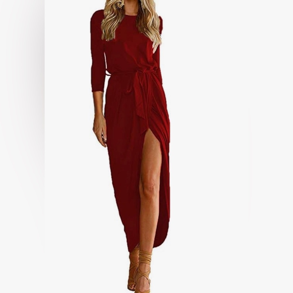 Red wrap dress